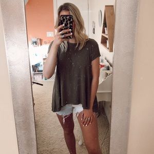 green ribbed boho top